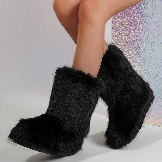 Snow Boots Middle Boots Furry Boots by GJG Denim