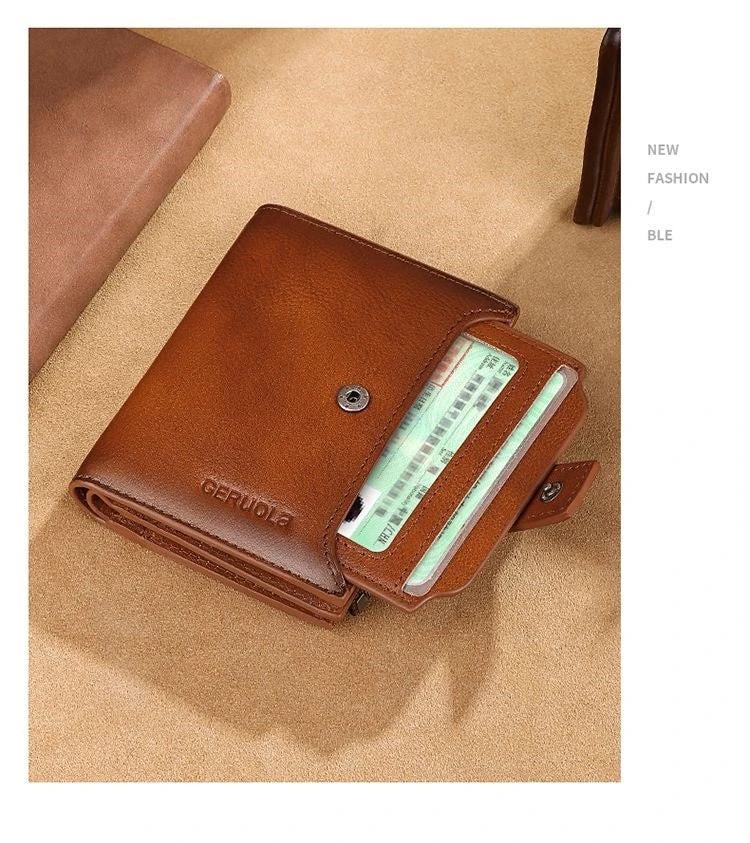 Men's Short Large Capacity Multiple Card Slots Multifunctional Zipper Small Wallet by GJG Denim