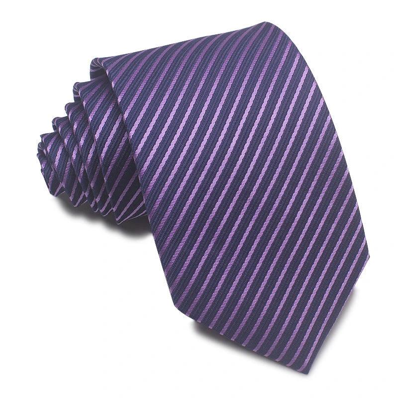 Men's 8CM Polyester Jacquard Striped Ties by GJG Denim