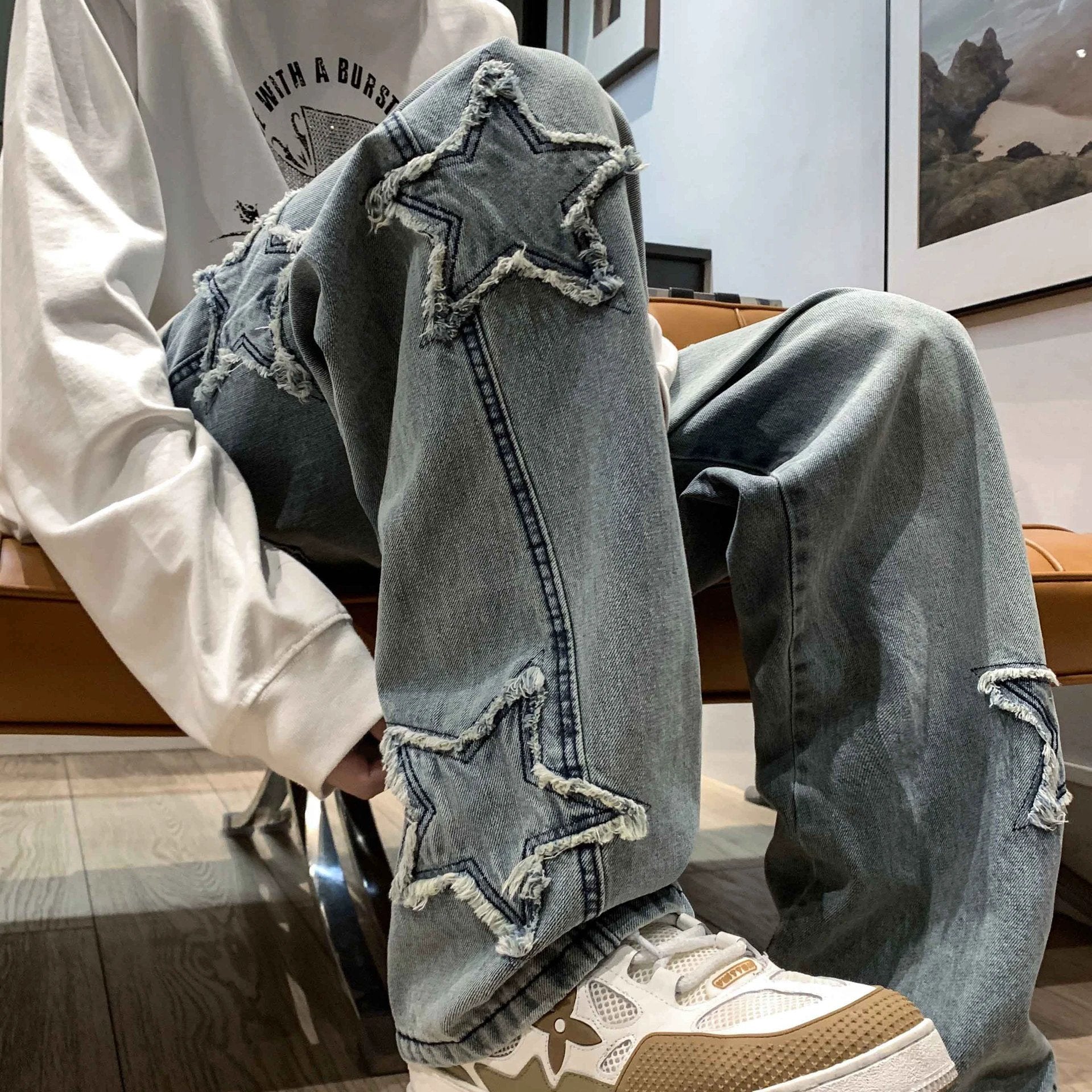 Men's Flared Loose Leg Jeans by GJG Denim