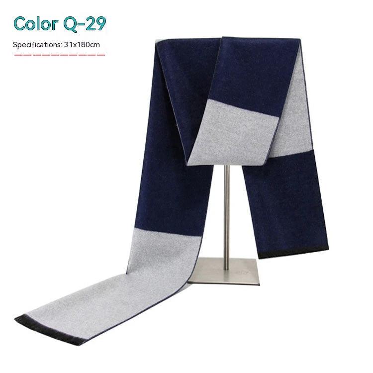 Men's Striped Winter Warm Artificial Cashmere Scarf For Men by GJG Denim