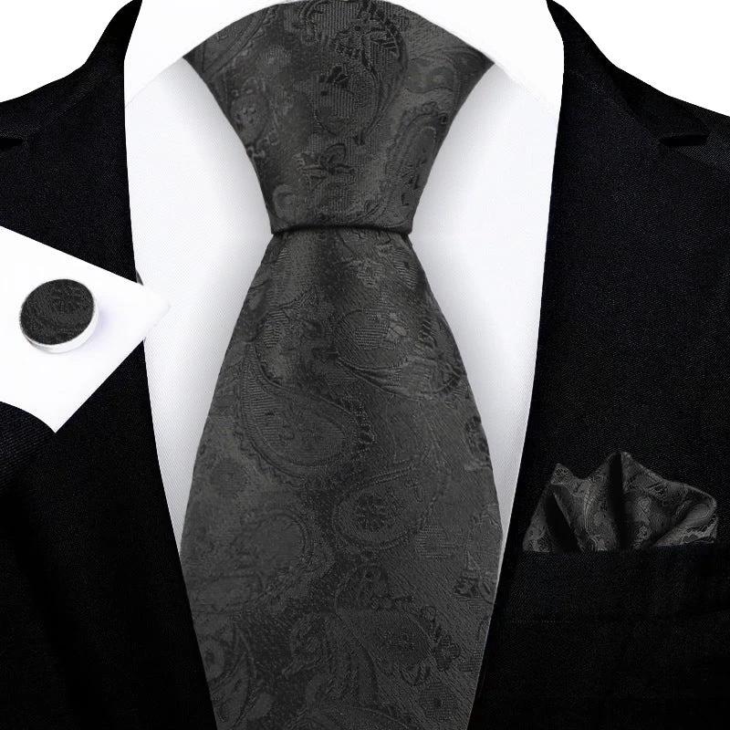 Jacquard-embroidered Cashew Flower Tie For Men by GJG Denim