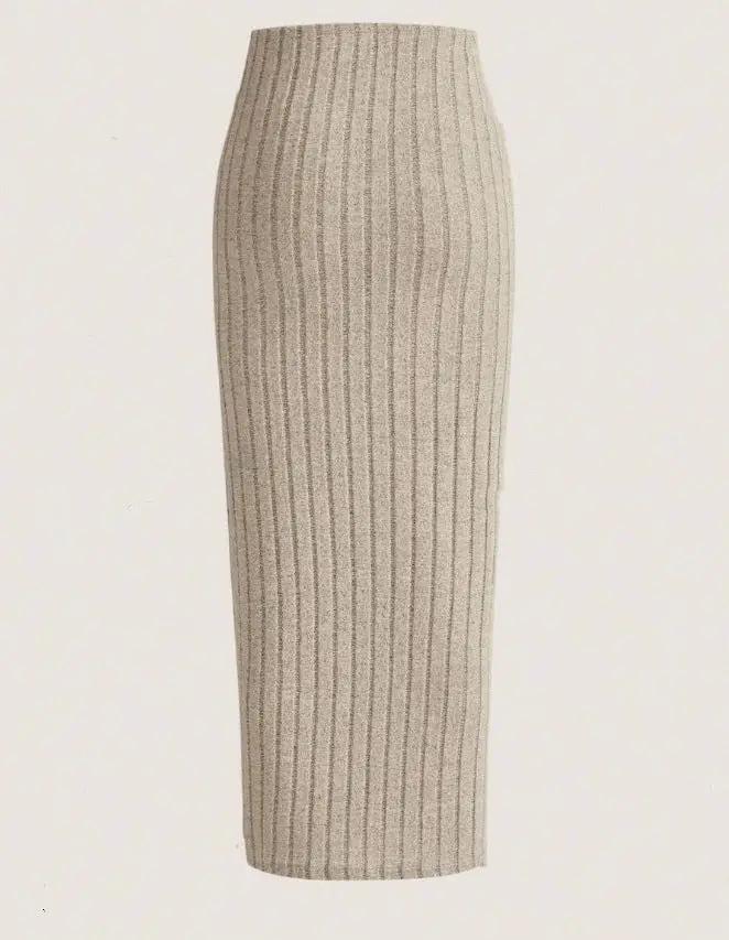 New Style Outerwear Casual Fashionable Versatile Midi Skirt In Light Gray by GJG Denim