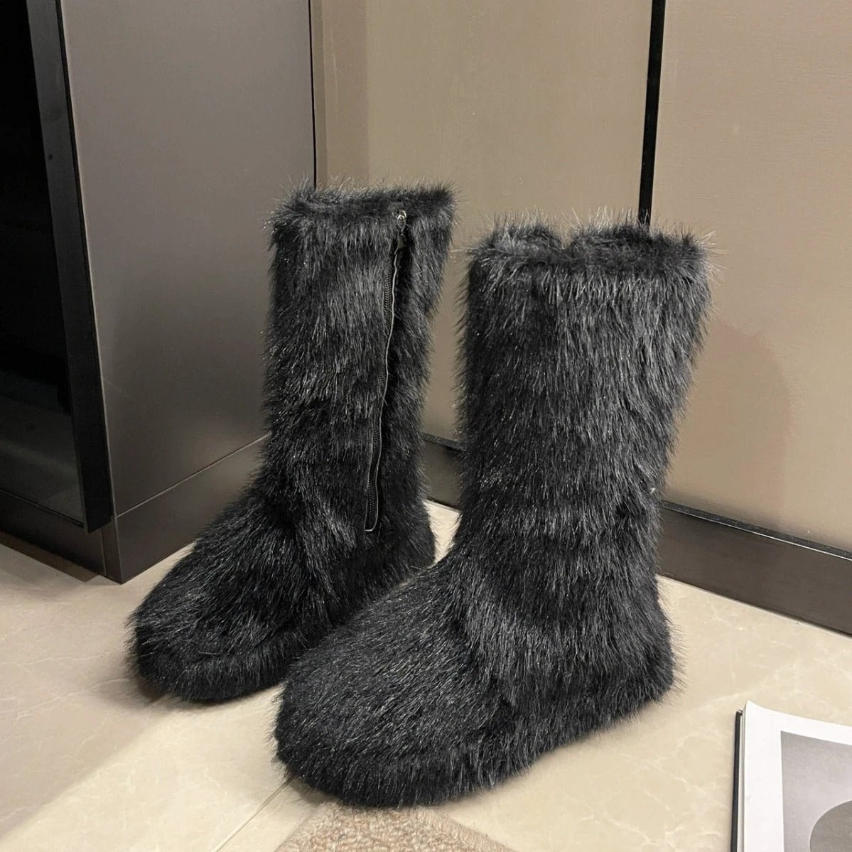 Women's Thick Bottom Fleece-lined Thermal Insulation Cotton Shoes by GJG Denim