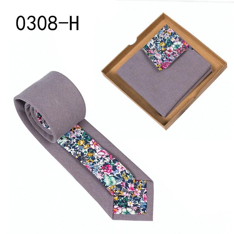 Men's Floral Print Tie and Pocket Square by GJG Denim