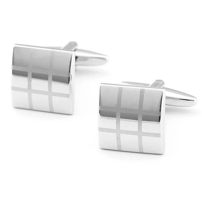 Men's French Checkered Laser Check Cufflinks by GJG Denim