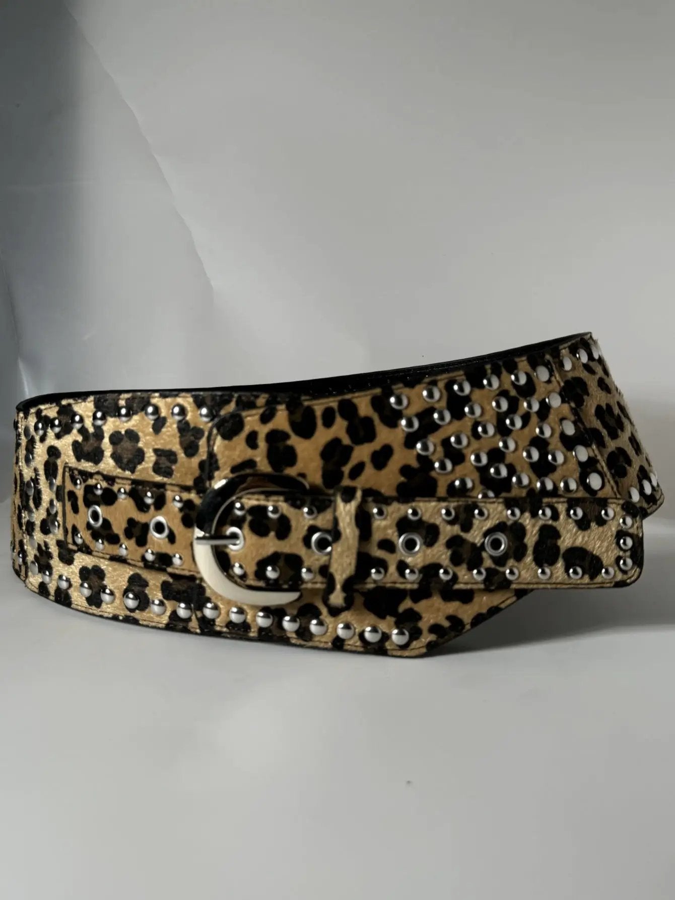 Chic AutumnWinter Horsehair Leopard-Print Fluffy Wide Belt by GJG Denim