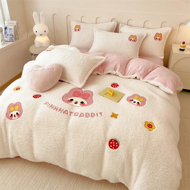 Plush Towel Embroidery Duvet Cover Four-piece Set by GJG Denim
