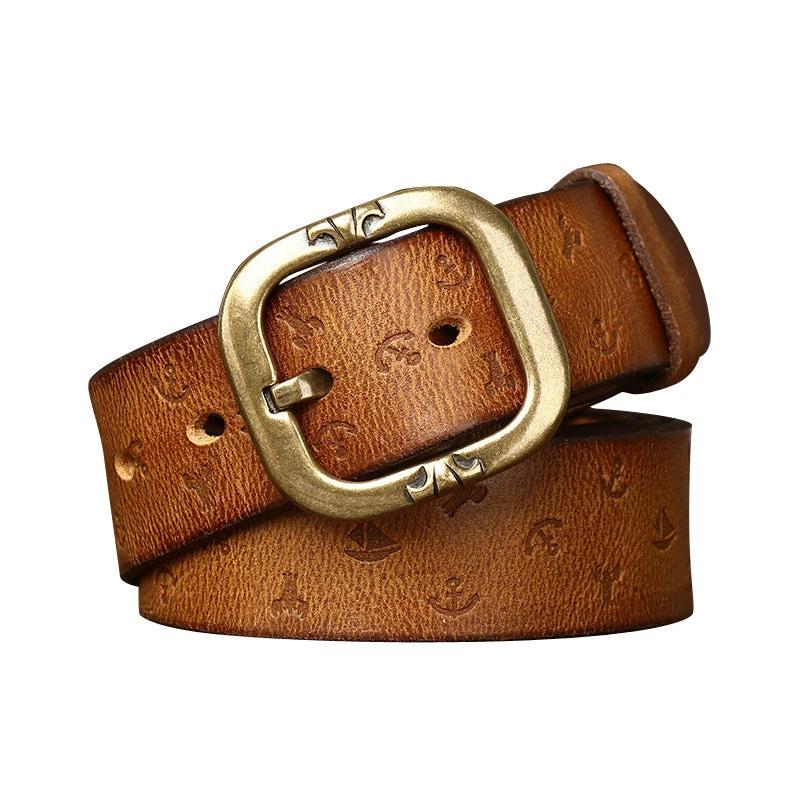 Men's Patterned Leather Belt by GJG Denim