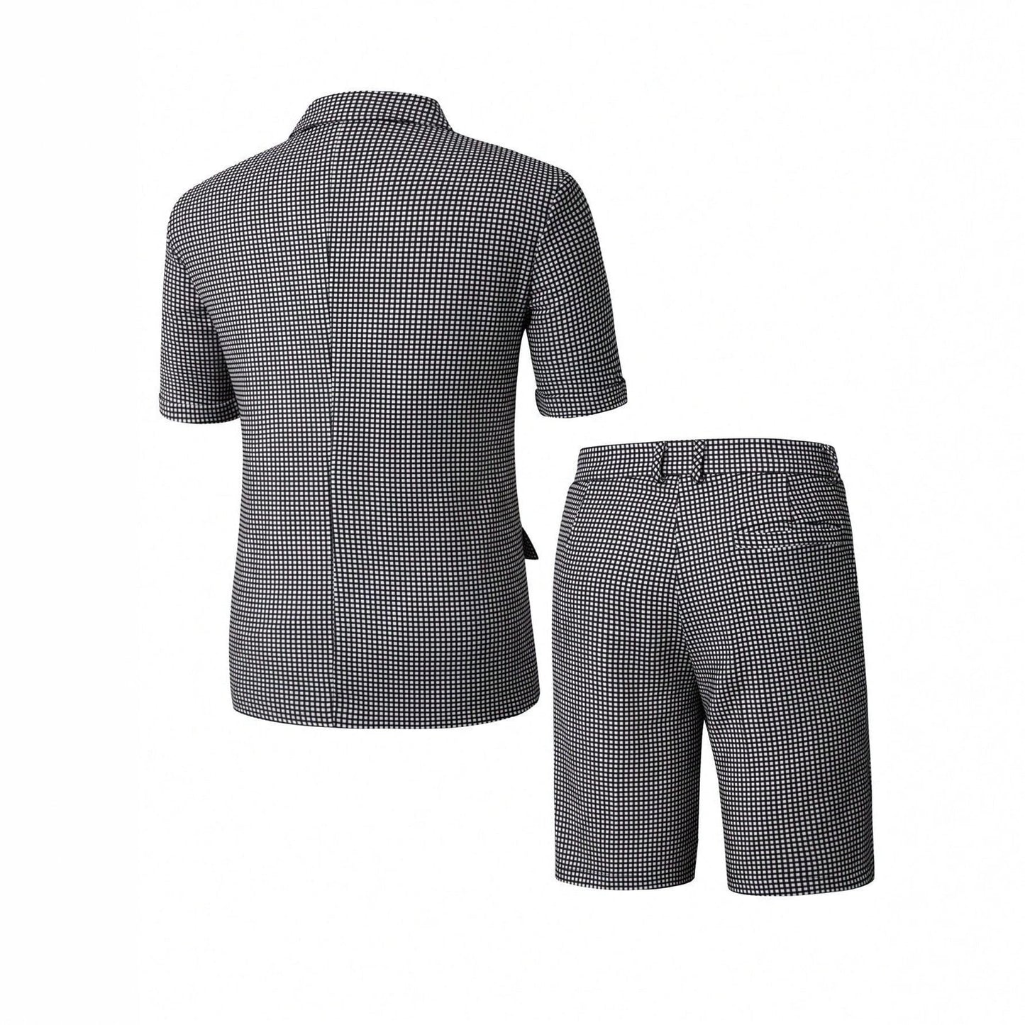 Men's Plaid Slim-Fit Business-Casual Suit Set by GJG Denim