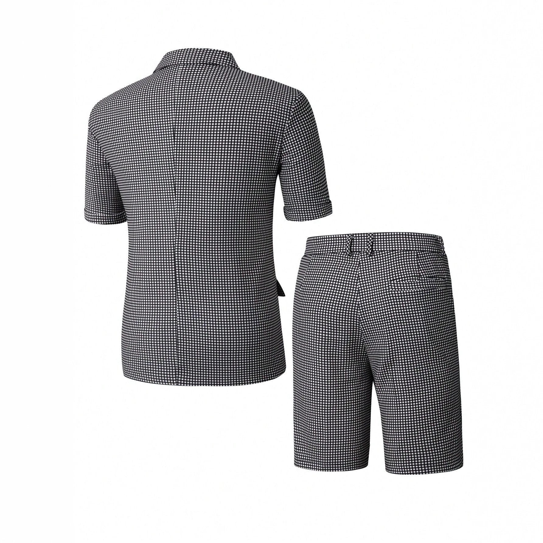 Men's Plaid Slim-Fit Business-Casual Suit Set by GJG Denim