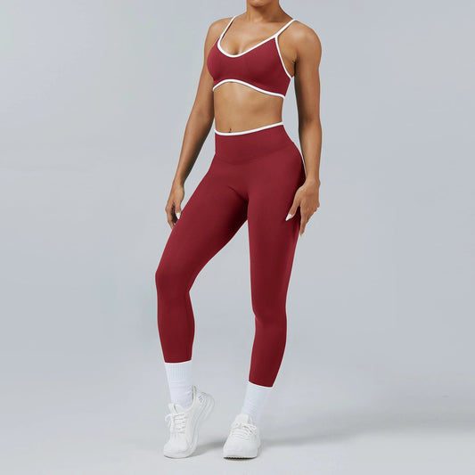 Seamless Back-Support Running Quick-Drying Yoga And Fitness Apparel Set by GJG Denim
