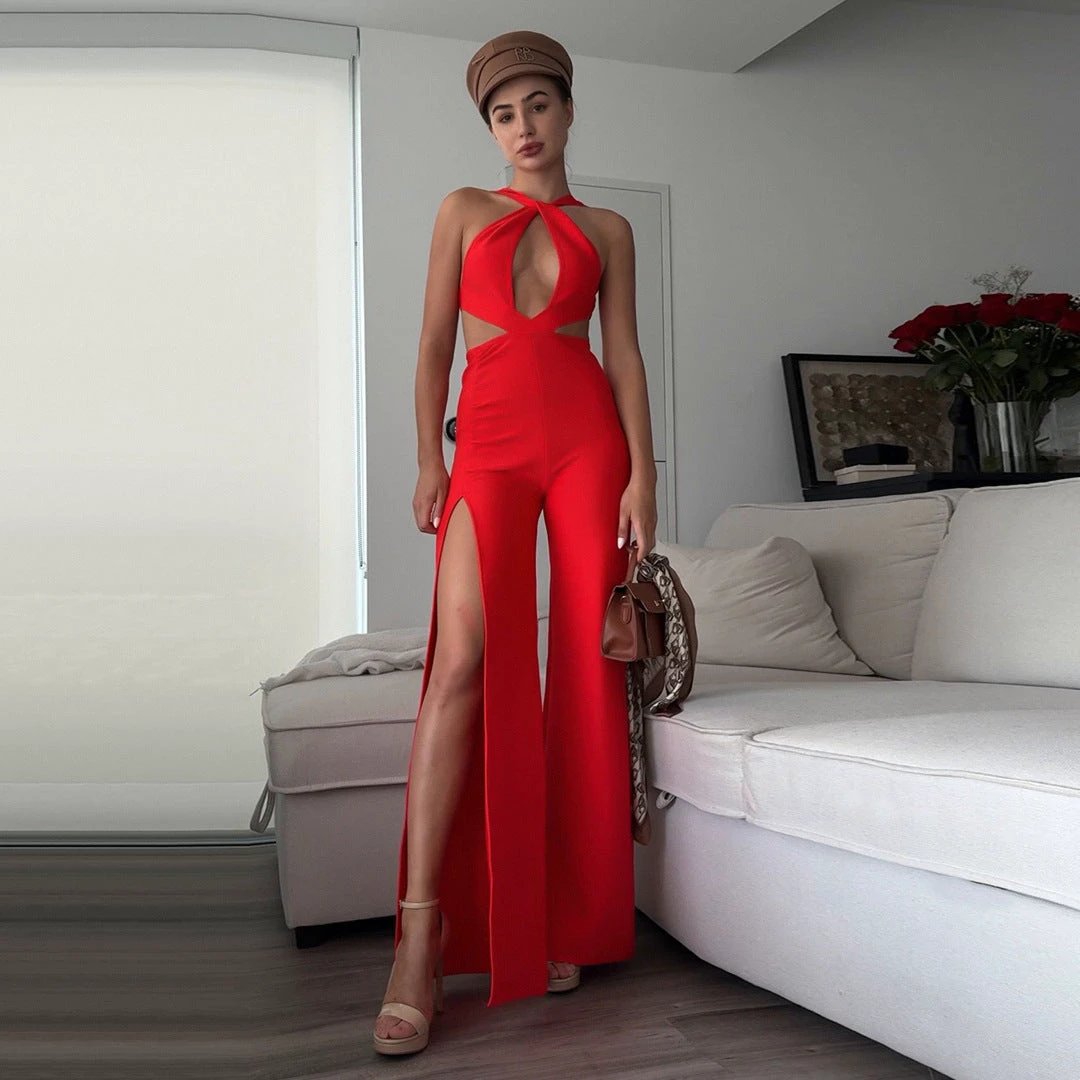 Banquet Party Bandage Jumpsuit Women's High-grade Halter by GJG Denim