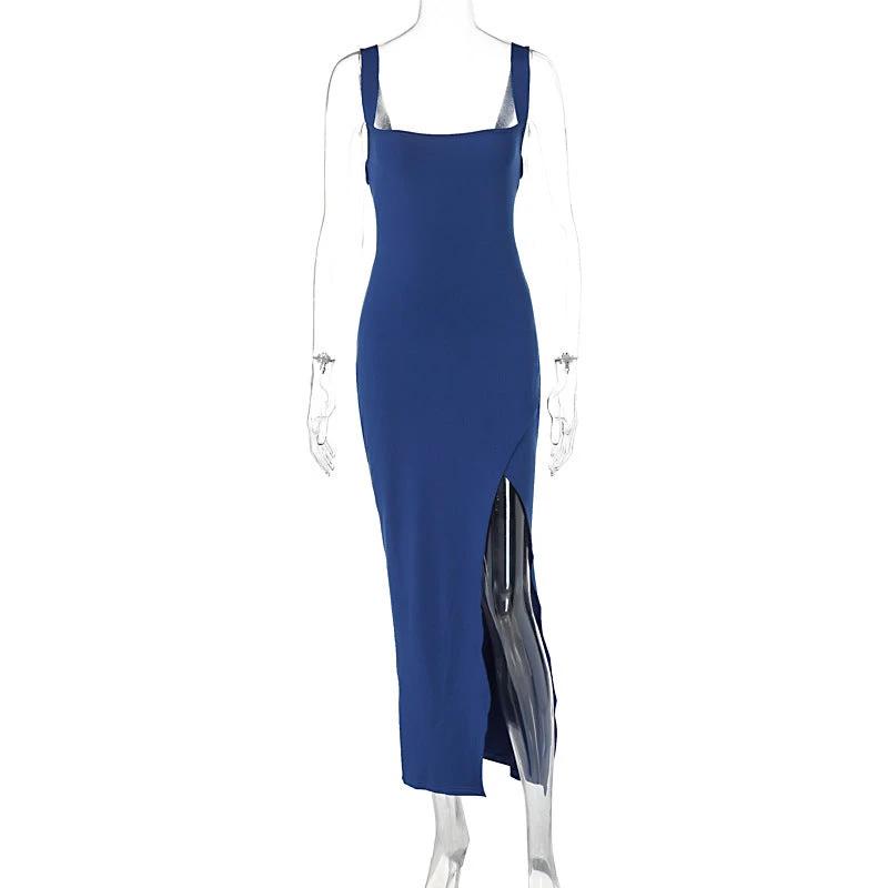 Split Backless Suspender Sheath Women's Clothing Dress by GJG Denim