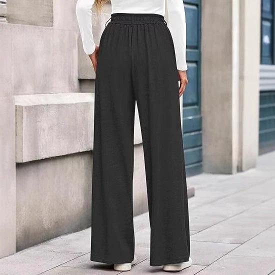 Solid Color Straight-leg Wide-leg Pants Women by GJG Denim
