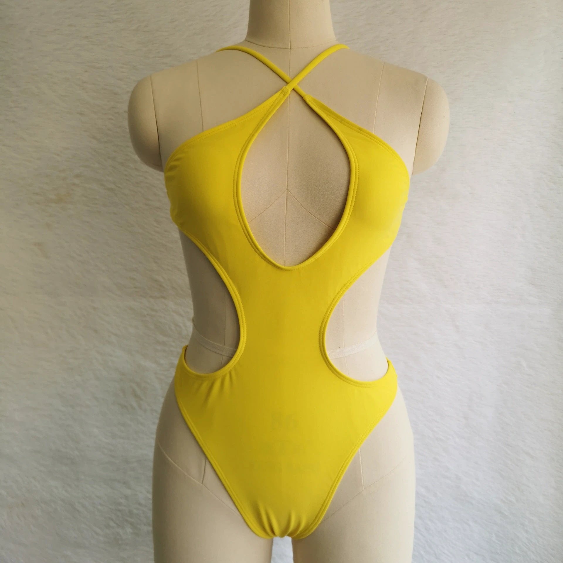 One Piece Swimwear Solid Backless Personality Conservative by GJG Denim