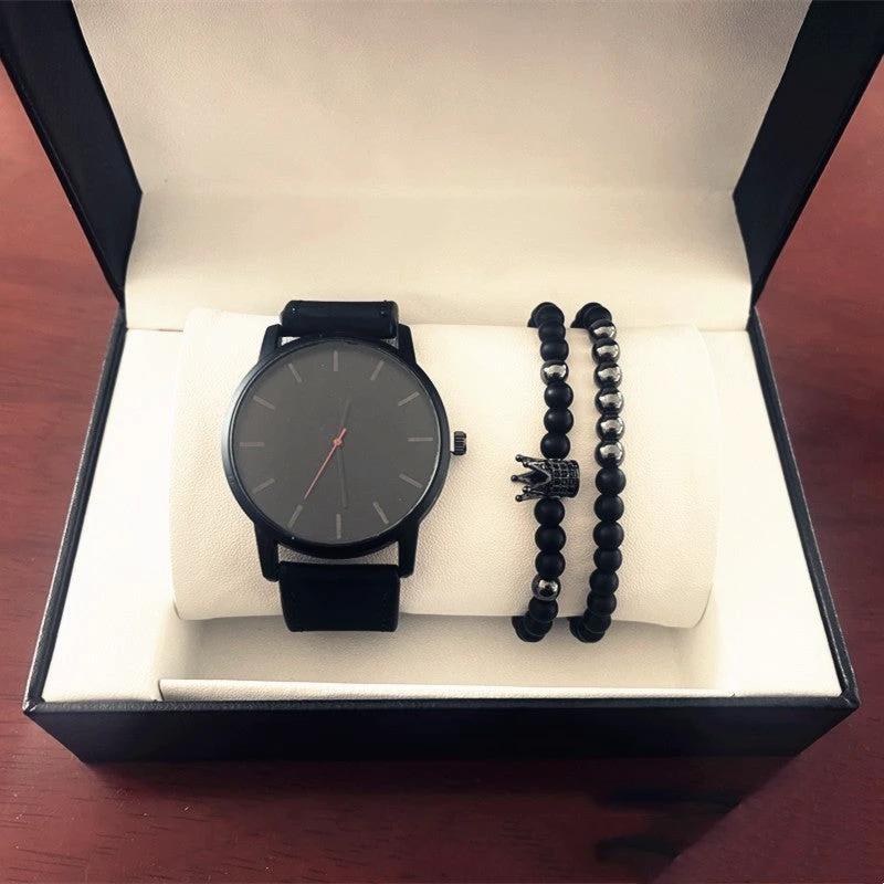 Men's Large Dial Casual Simple Scale Frosted Band Quartz Crown Bracelet/Watch by GJG Denim
