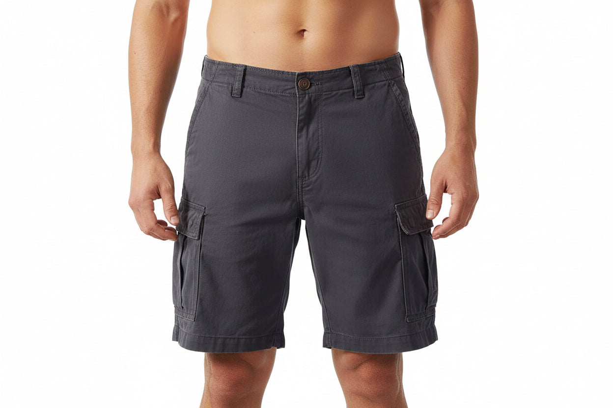 Men's Relaxed Fit Mid Llength Cargo Pants With Multiple Pockets by GJG Denim