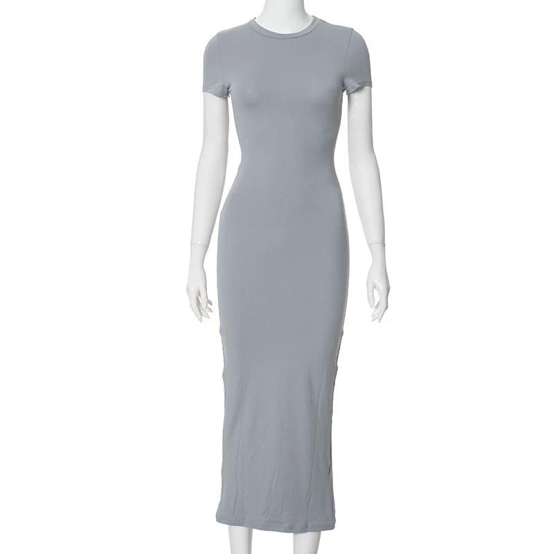 New Women's Sexy Round Neck Casual Long Skirt Elegant Long Sleeved Tight Fitting Women's Clothing by GJG Denim