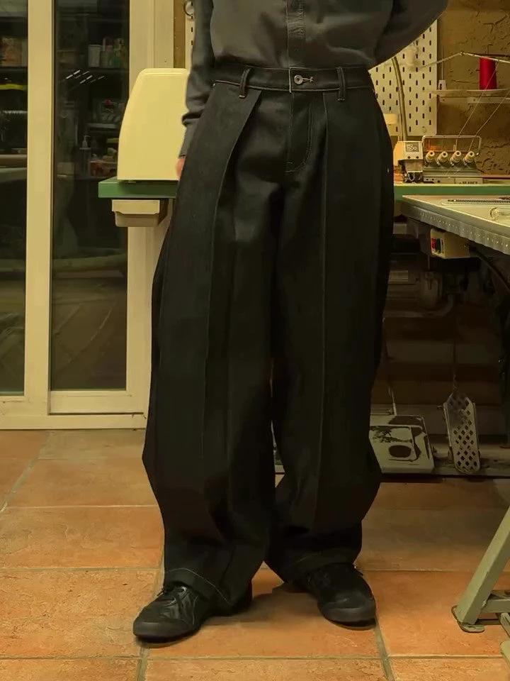 Men's Classic Pocket Denim Wide-Leg Jeans by GJG Denim