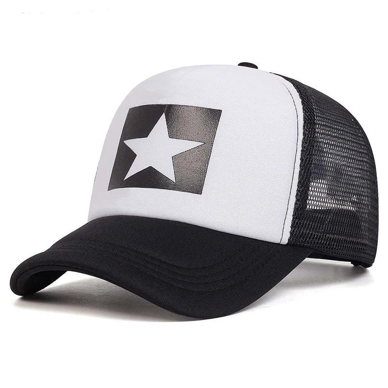 Five-pointed Star Letter Printed Sponge Baseball Hat by GJG Denim