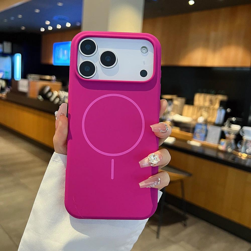 Simple Large Hole Fine Circle Silicone Magnetic Phone Case by GJG Denim