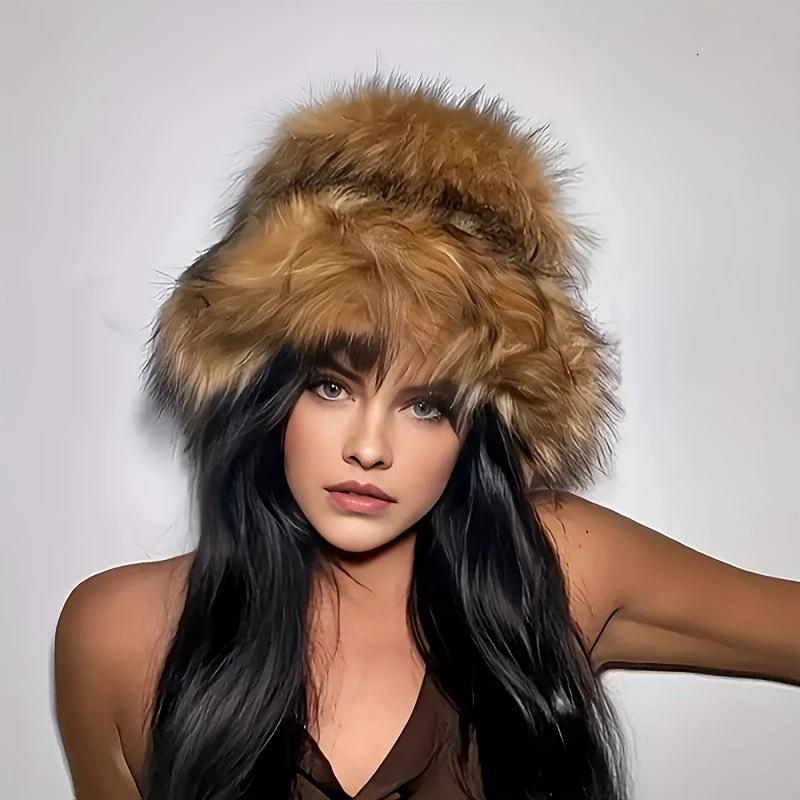 Warm Plush Fisherman Hat, Faux Fur Thickened Raccoon Fur Outdoor by GJG Denim