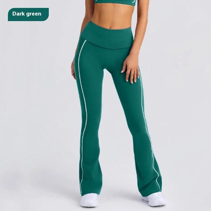 Yoga Clothes Autumn Strap Tube Top Nude Feel Bra Beauty Back Exercise Underwear Running Fitness Female Flared Pants Suit by GJG Denim