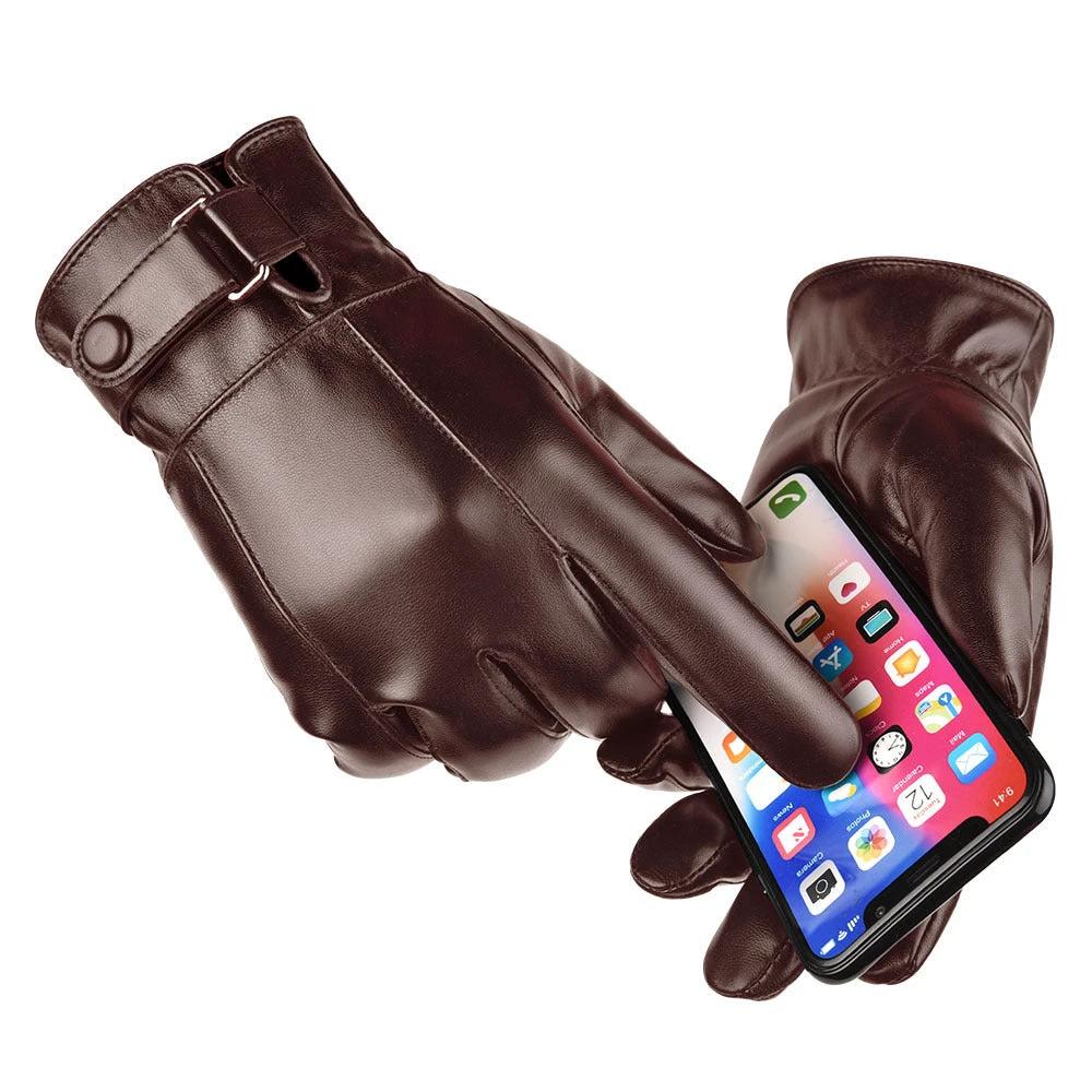 PU Leather Gloves For Men by GJG Denim