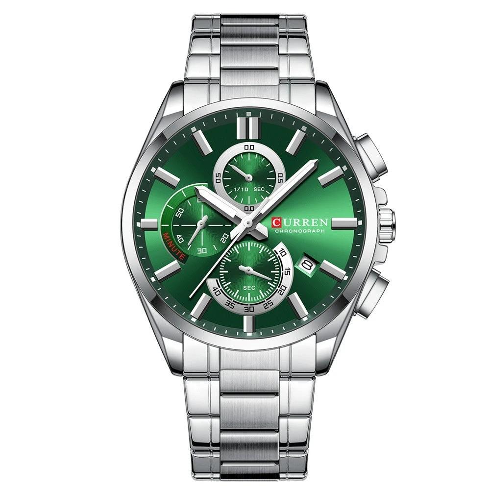 Men's Steel Band Waterproof Six-pin Timing Watch by GJG Denim