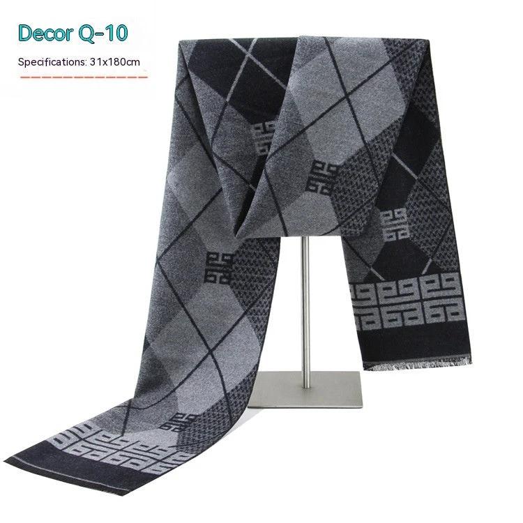 Men's Striped Winter Warm Artificial Cashmere Scarf For Men by GJG Denim