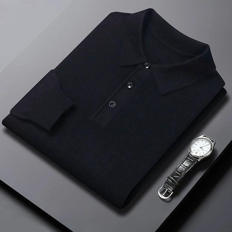 Men's Polo Knitted Long Sleeve Shirt by GJG Denim