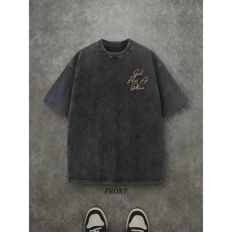 Vintage Washed Double-sided Printed T-shirt For Men by GJG Denim