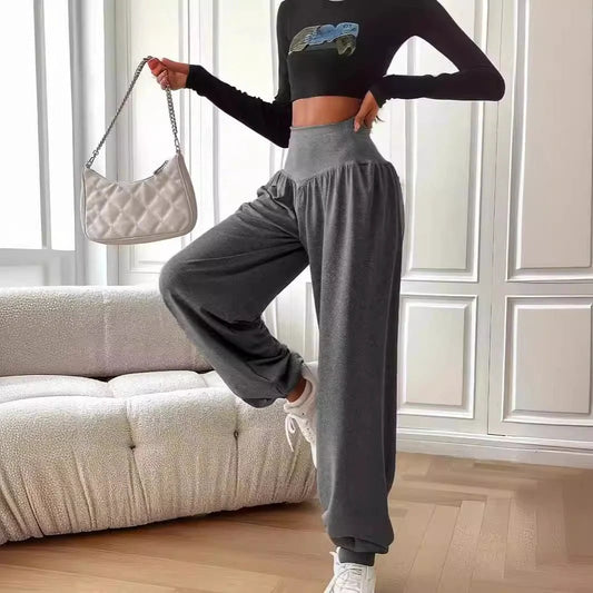 Women's Solid Color Breathable And Hanging Sports Pants by GJG Denim
