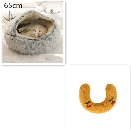 2 In 1 Dog And Cat Bed Pet Winter Bed Round Plush Warm Bed House Soft Long Plush Pets Bed Pet Products by GJG Denim