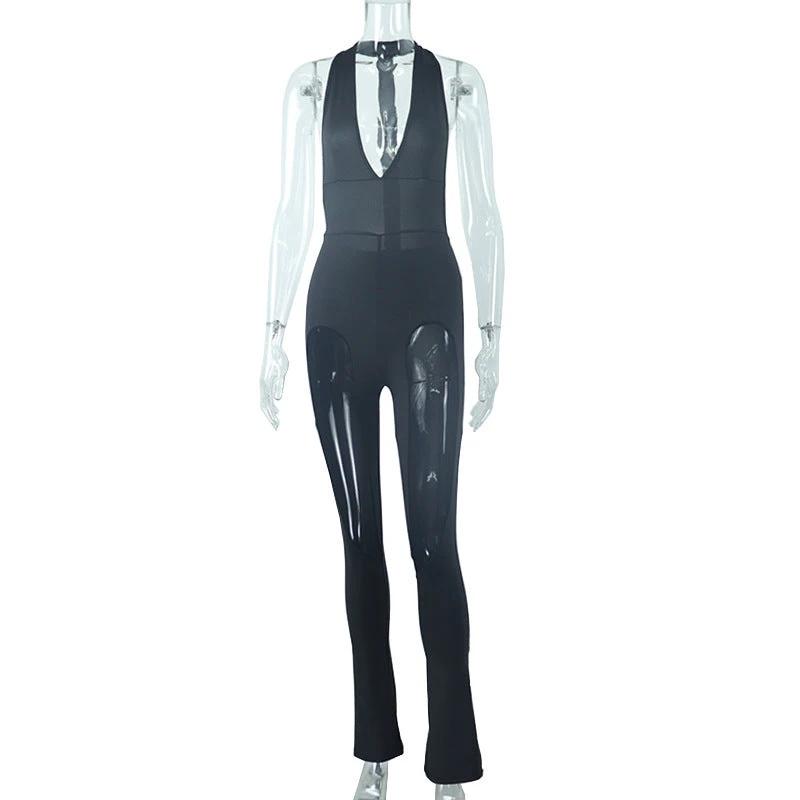 Solid V-neck Mesh Splice Bodysuit by GJG Denim
