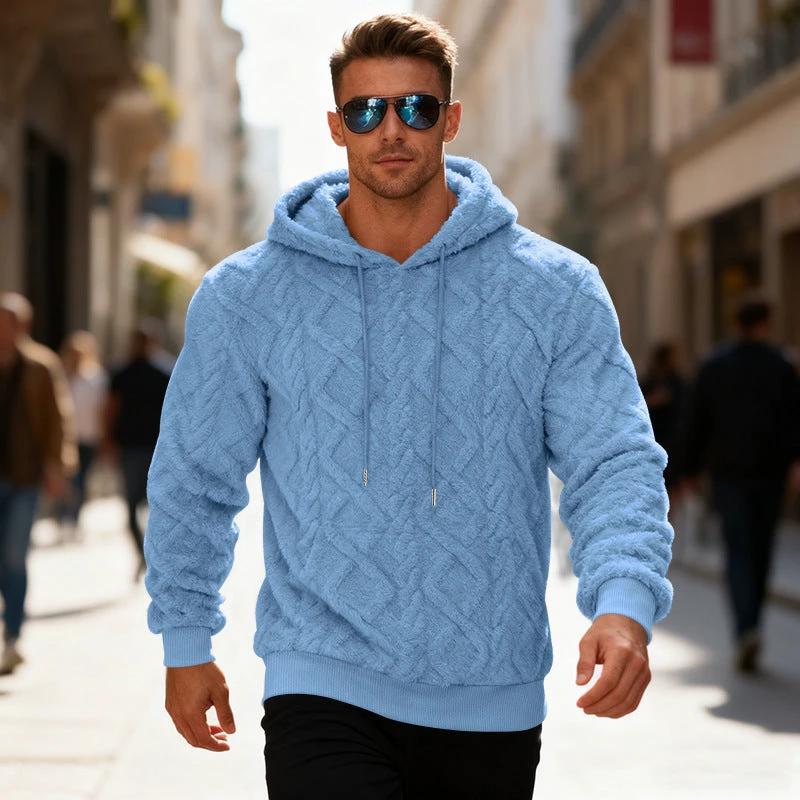 Men's Casual Heavy Double-sided Loose Pullover Hoodie by GJG Denim