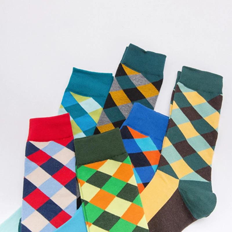 Men's Color Diamond Lattice Socks by GJG Denim