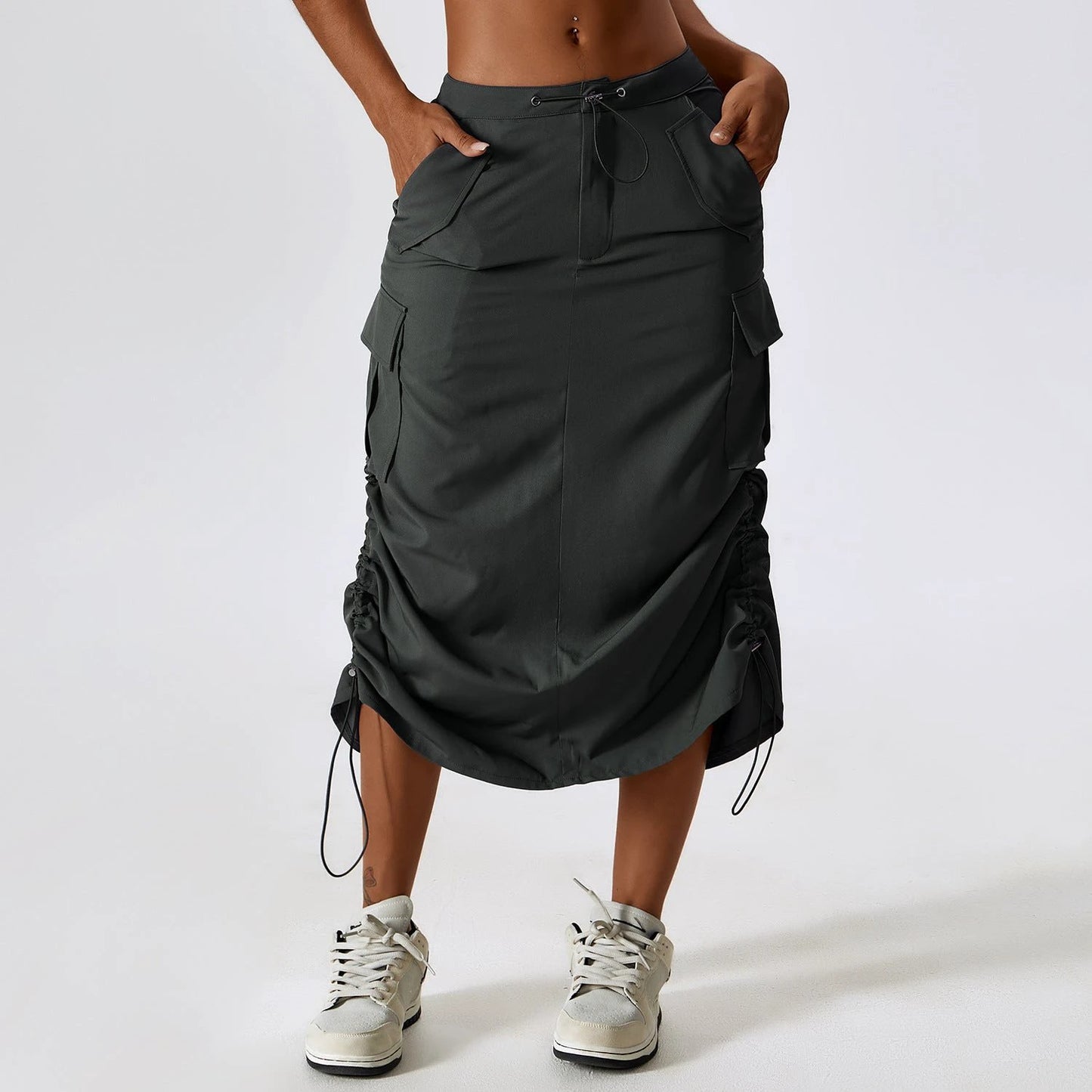 European And American Retro Suit Skirt Waist Sports Casual Skirt Mid-length All-matching Work Clothes Pocket Skirt by GJG Denim