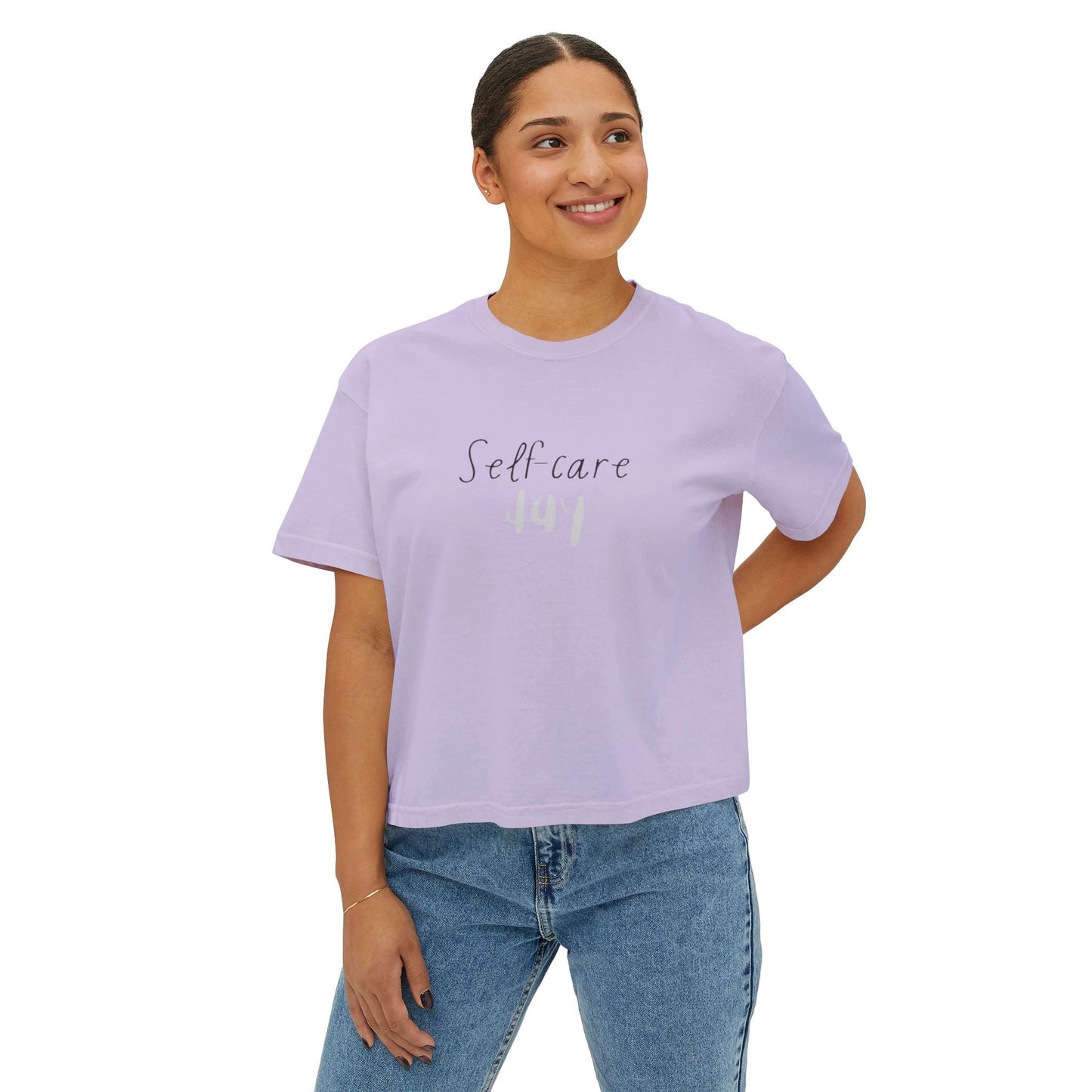 Self care day Women's Boxy Tee Self care day by Printify