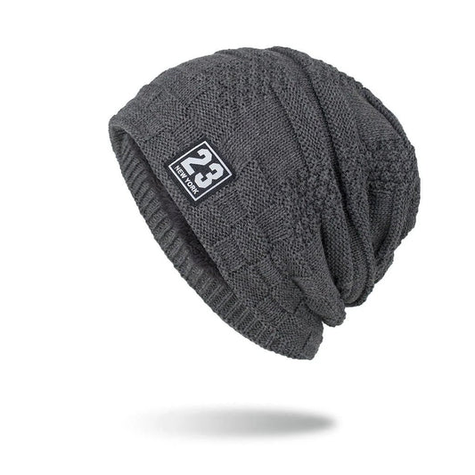 Men's Warm Thickened Fleece Pullover Knitted Woolen Beanie by GJG Denim