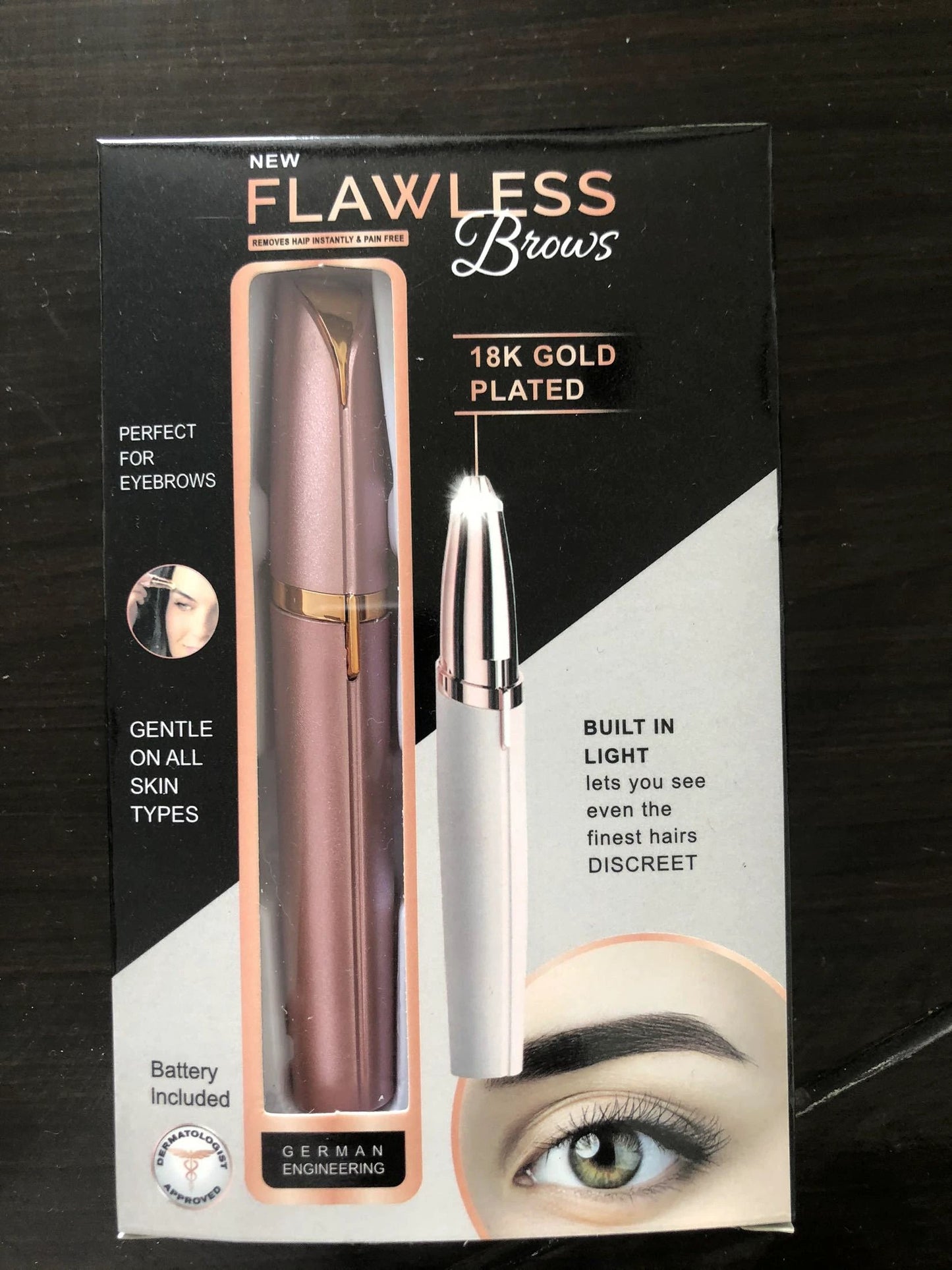 Mini Electric Eyebrow Trimmer Lipstick Brows Pen Hair Remover Painless Razor Epilator with LED Light by GJG Denim