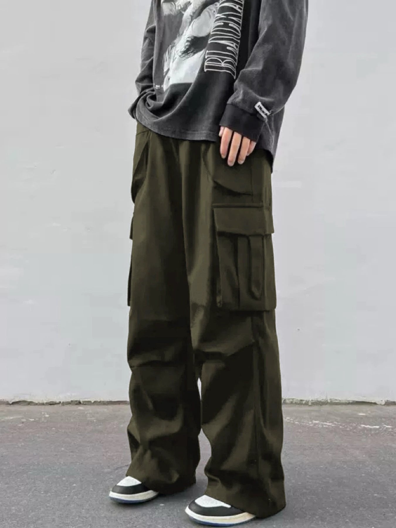 Men's Wide-leg Parachute Pants by GJG Denim