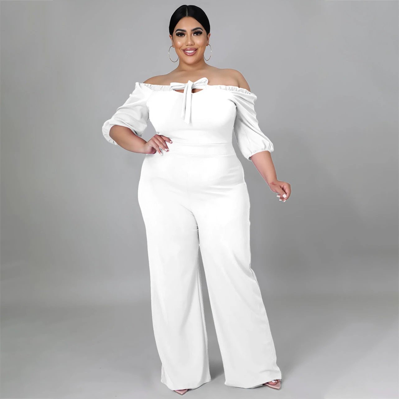 Women's Plus-Size Off-the-Shoulder Sexy Tube Jumpsuit by GJG Denim