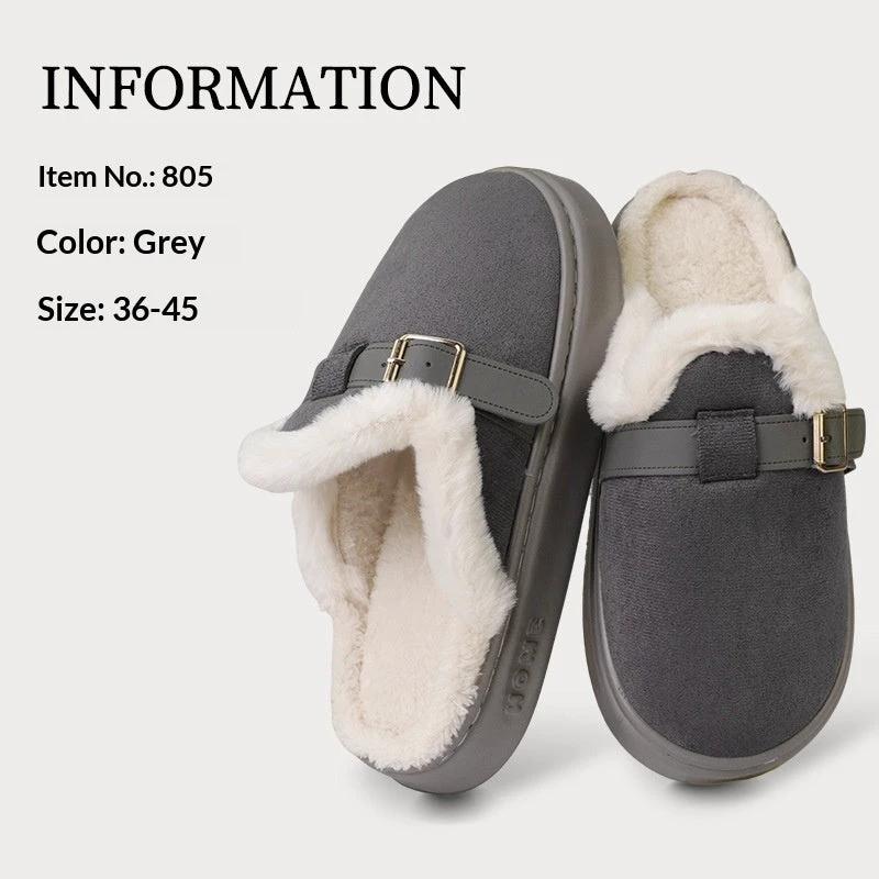Womens AutumnWinter Indoor Plush Thick-Soled Warm Anti-Slip Cotton Slippers by GJG Denim