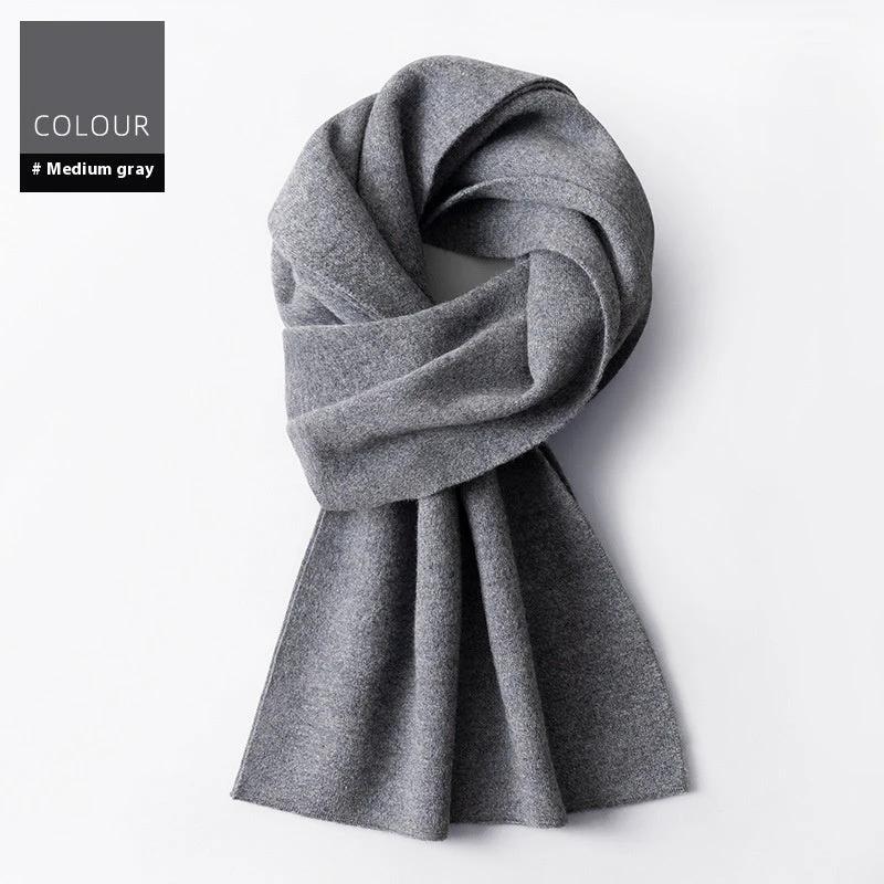 Men's Wool Winter Plaid Double-sided Scarf by GJG Denim