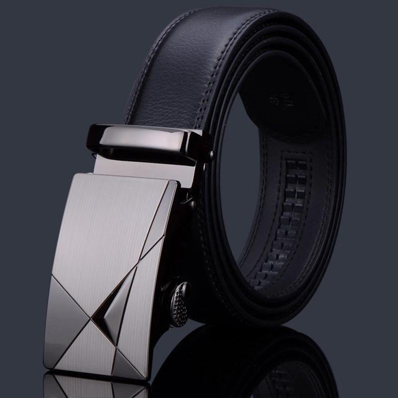 Men's Genuine Leather Belt With Automatic Buckle by GJG Denim