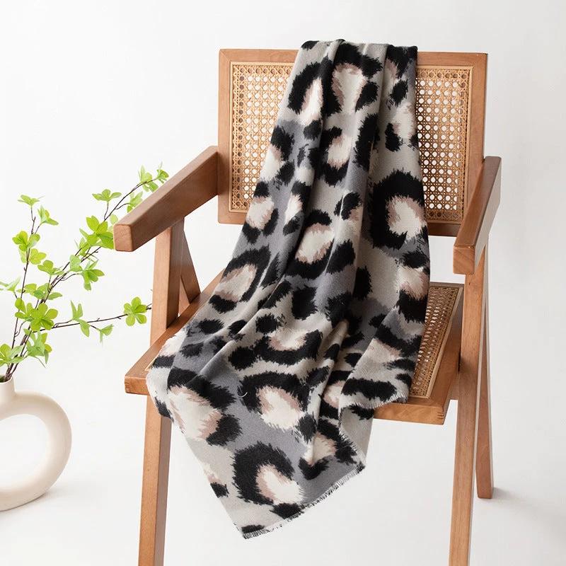 Cashmere-like Leopard Print Scarf Shawl Fashion All-matching by GJG Denim