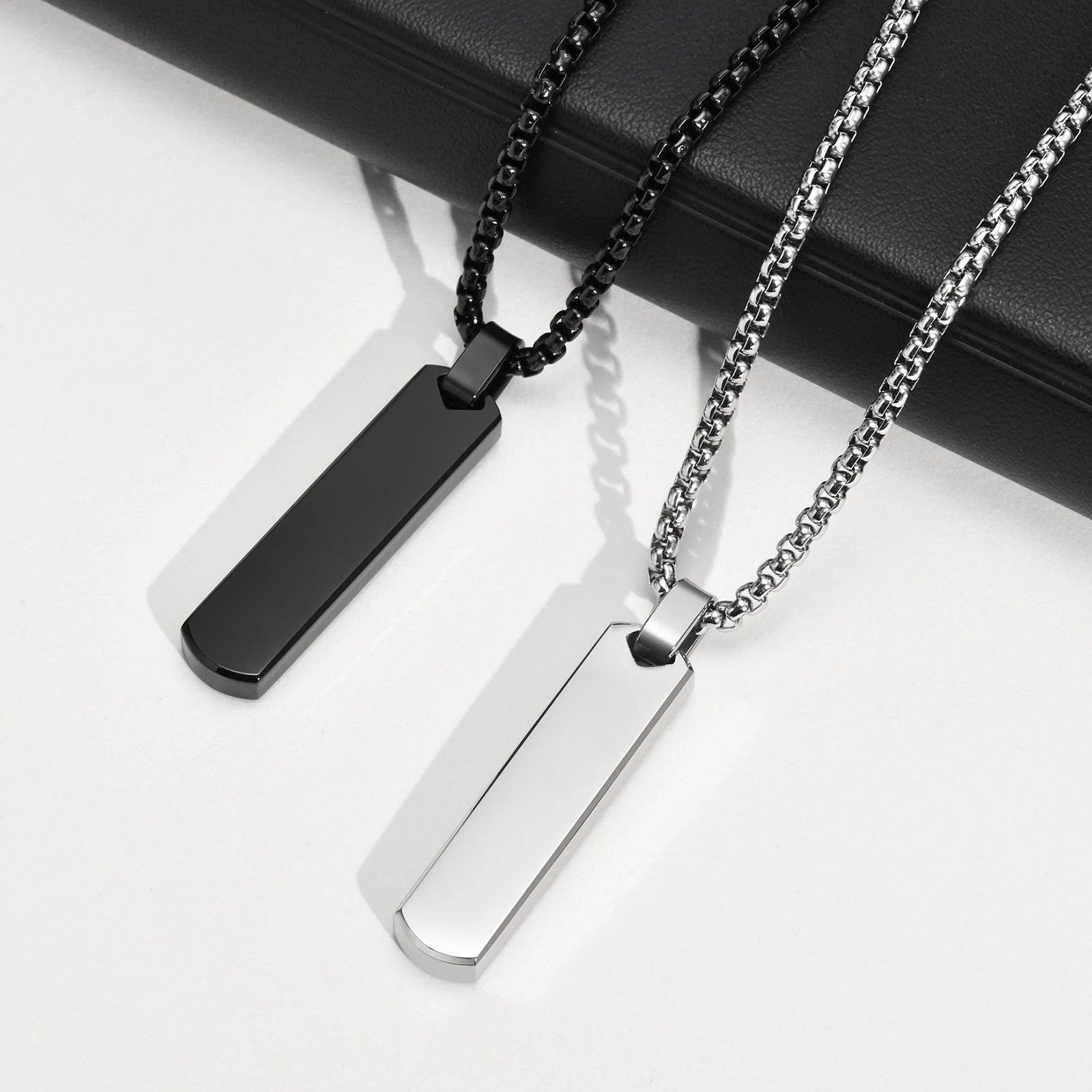 Stainless Steel Three-dimensional Rectangular Geometric Necklace For Men by GJG Denim