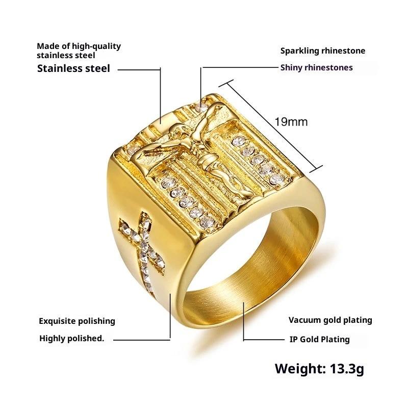 Glass Rhinestone Men's Ring by GJG Denim